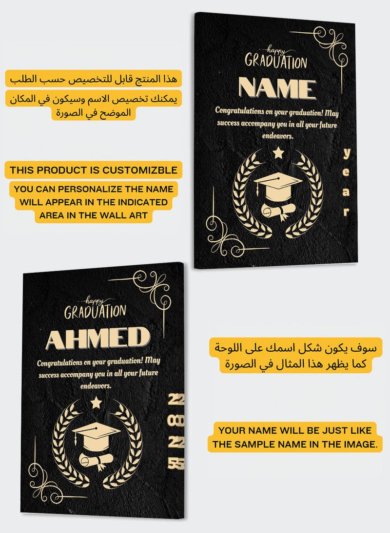 LOWHA Customizable Canvas Wall Art Stretched Over Wooden Frame Personalized with Graduate's Name, Year and May Success Accompany you in All Your Future Endeavors Design - Image 2