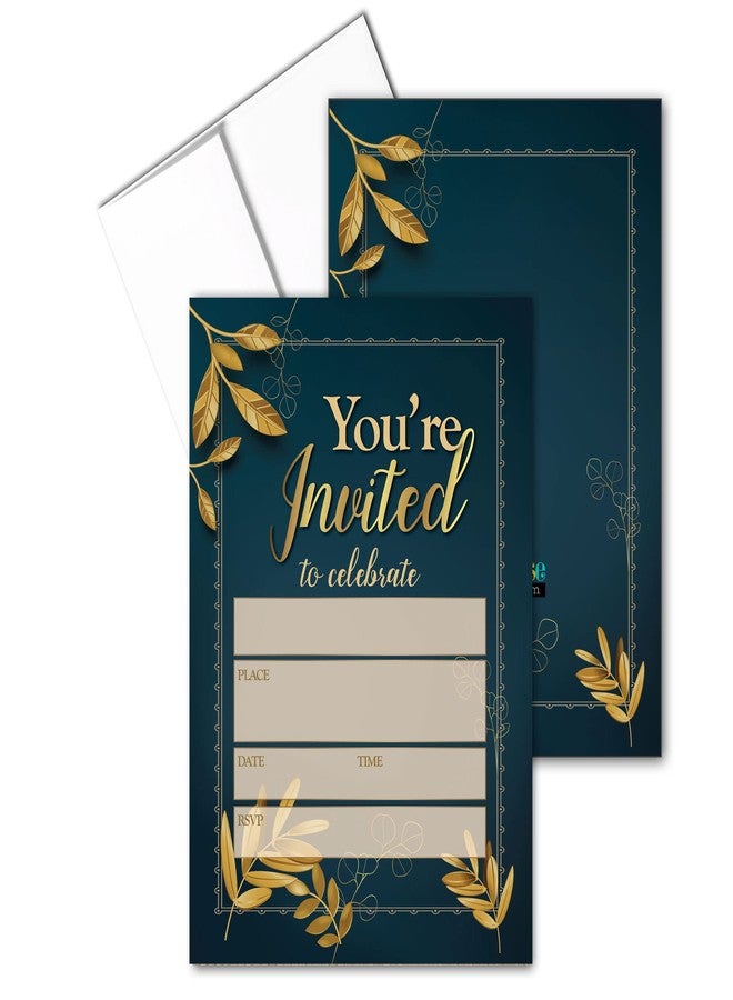 Stonehouse Collection | You Are Invited Formal Navy and Gold Fill-in Party Invitations With Envelopes | 25 Invites & Envelopes | Wedding, Baby Shower, Rehearsal Dinner, Birthday Party (You're Invited) - Image 1