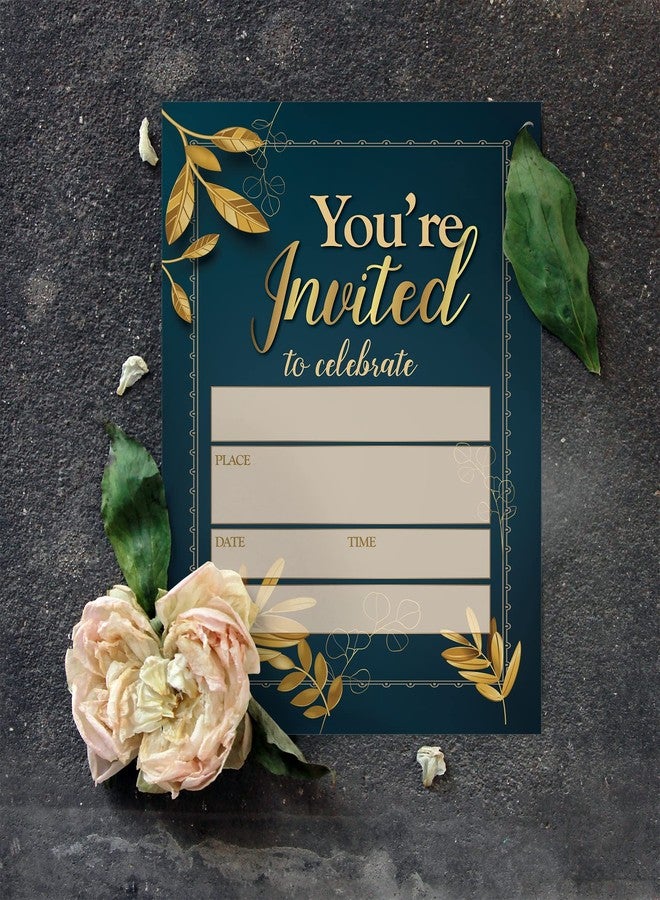 Stonehouse Collection | You Are Invited Formal Navy and Gold Fill-in Party Invitations With Envelopes | 25 Invites & Envelopes | Wedding, Baby Shower, Rehearsal Dinner, Birthday Party (You're Invited) - Image 5