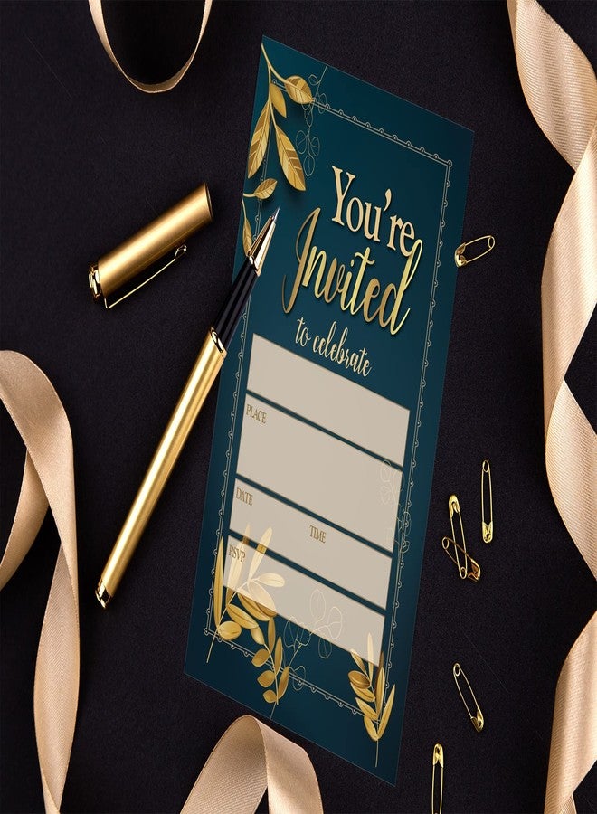 Stonehouse Collection | You Are Invited Formal Navy and Gold Fill-in Party Invitations With Envelopes | 25 Invites & Envelopes | Wedding, Baby Shower, Rehearsal Dinner, Birthday Party (You're Invited) - Image 4