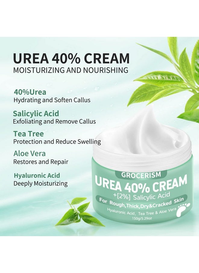 Grocerism - Urea Cream 40 Percent For Feet Plus 2% Salicylic Acid 5.29 Oz Foot Cream And Hand Cream Maximum Strength With Hyaluronic Acidtea Treeand Aloe Vera For Deep Moisturizescallus Remover - Image 1