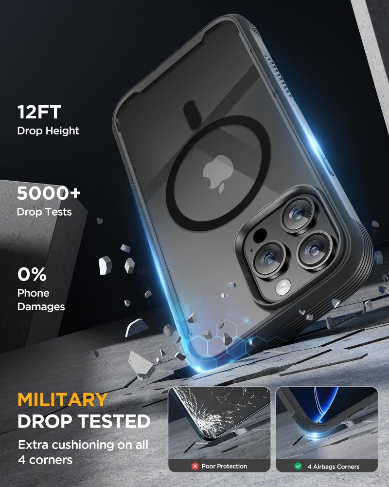 Miracase Magnetic for iPhone 16 Pro Max Case 6.9'' [Compatible with MagSafe] Full-Body Phone case with Built-in Glass Screen Protector& Camera Protector,Drop Proof 16 Pro Max Cover,Black - Image 4