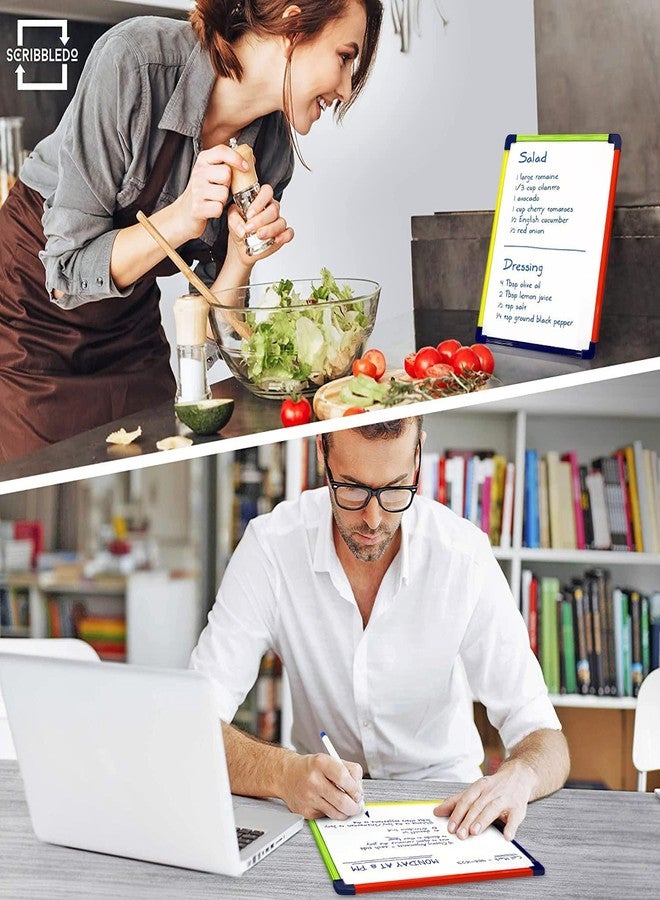 سكريبل دو لوحة كتابة مغناطيسية قابلة للمسح الجاف من سكريبلدو للأطفال، لوحة بيضاء مغناطيسية صغيرة مزدوجة الجوانب، لوحة بيضاء مغناطيسية للثلاجة، تتضمن 4 أقلام تلوين - Image 4