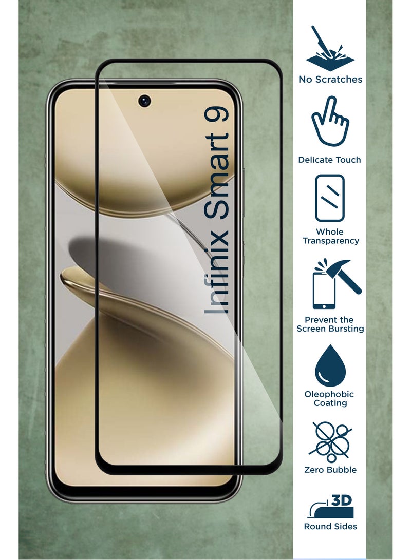 حماية شاشة زجاجية عامة زجاج مقسّى لهاتف إنفينكس سمارت 9-أسود - Image 3