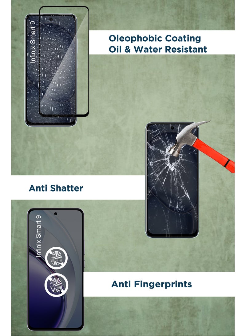 حماية شاشة زجاجية عامة زجاج مقسّى لهاتف إنفينكس سمارت 9-أسود - Image 4