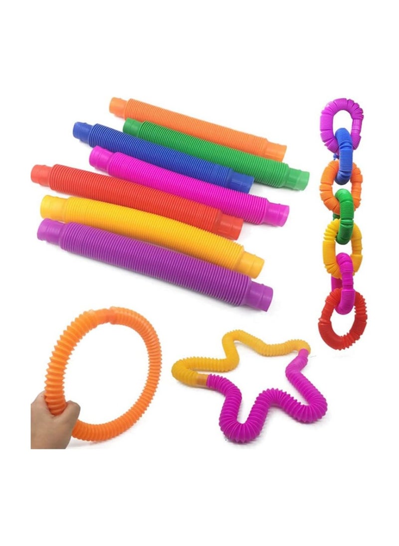 NQOOH - Pop Tube Retractable Push and Pull Fidget Tubes Toy Sensory Fidget Tools 7 Pieces - Image 1