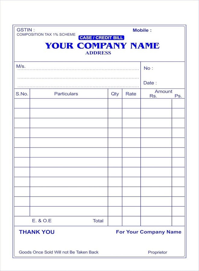 Invoice Bill Book, 100 Original 100 Duplicate, 1/12 Size, Pack of 6, Printing, Binding Included Number - Image 1