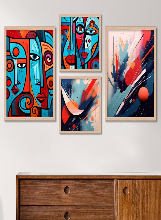 ARTELLY Wall Painting For Living Room - Painting For Wall Decoration - Frames For Wall Decor - Framed Posters For Bedroom (Set of 4) (Medium, Artwork 10) - Image 1