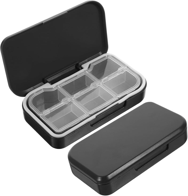Portable Pill Organizer 2pcs, 6-Compartment Medicine Box, Sealed Weekly Pills Container for Travel and Daily Use - Image 1