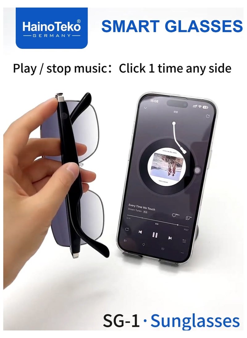 هينو تيكو نظارة شمسية ذكية من Haino Teko SG-1 مزودة بتقنية البلوتوث وتجربة صوتية مفتوحة ولوحة تحكم تعمل باللمس وحماية من الأشعة فوق البنفسجية - Image 4