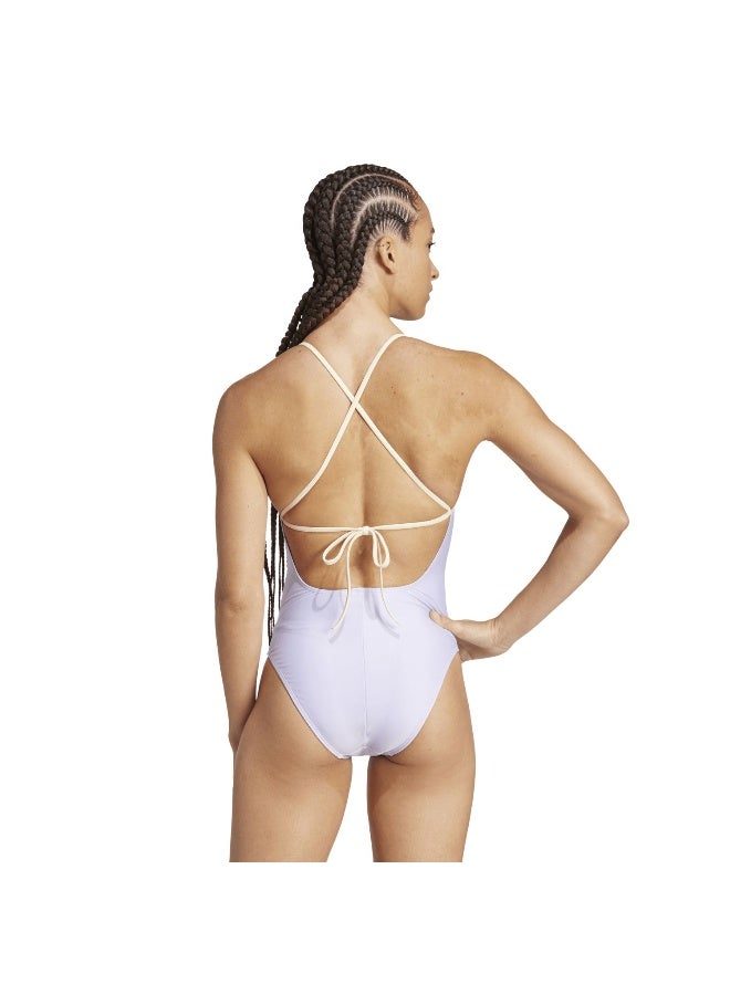 padded colorblock x-back women swimsuit