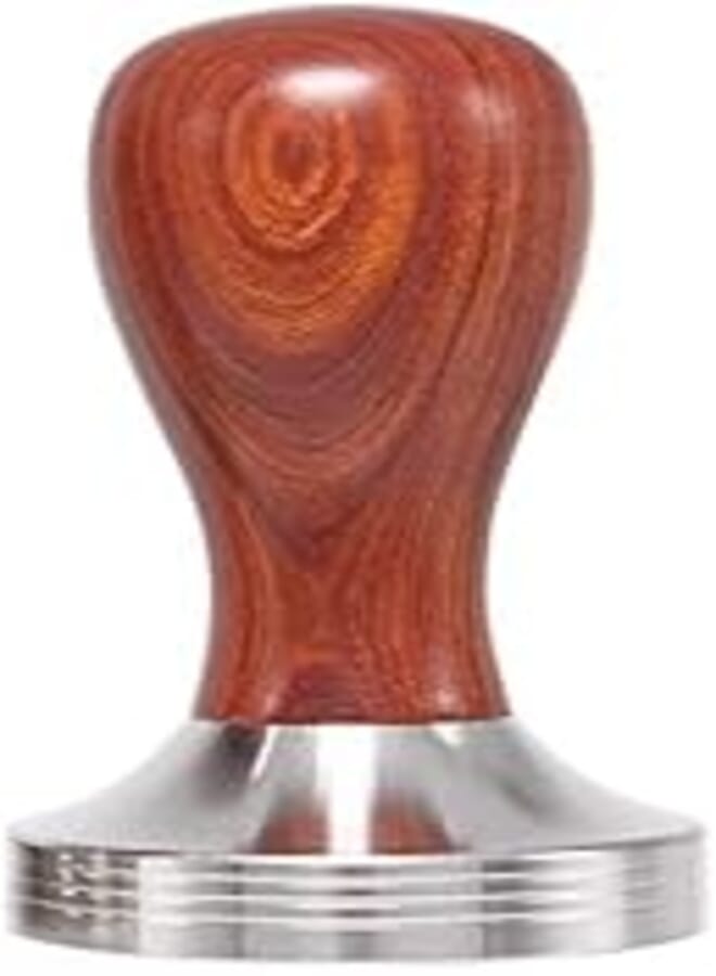 Coffee Tamper Machine 51mm Diameter Stainless Steel Convex Base Wood Grip Handle Barista Espresso Bean Press Tool