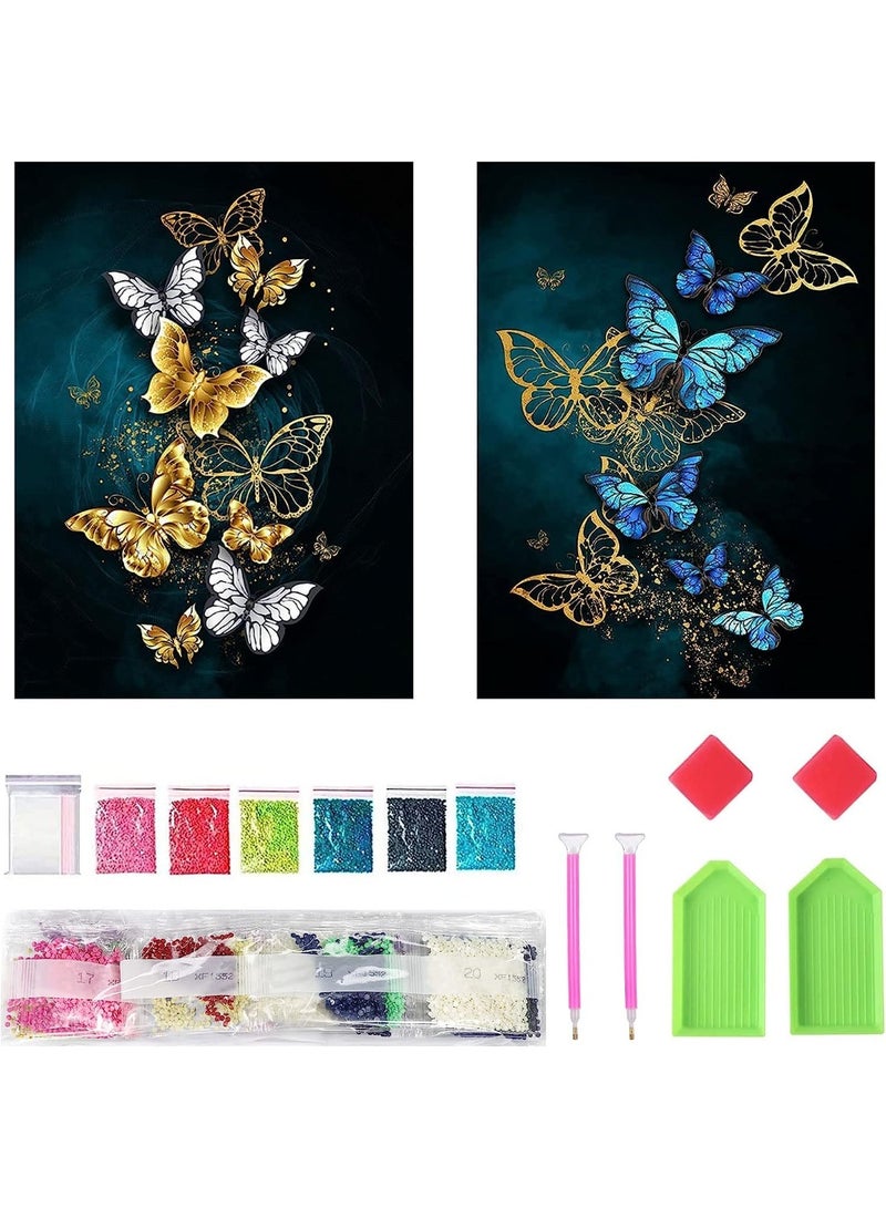 DIY 5D Full Diamond Painting Kits, Crystal Rhinestone Embroidery Pictures for Kids and Adult, Full Drill Kit Arts Craft Gift for Home Wall Decor (30x30cm) (Butterfly) - Image 1