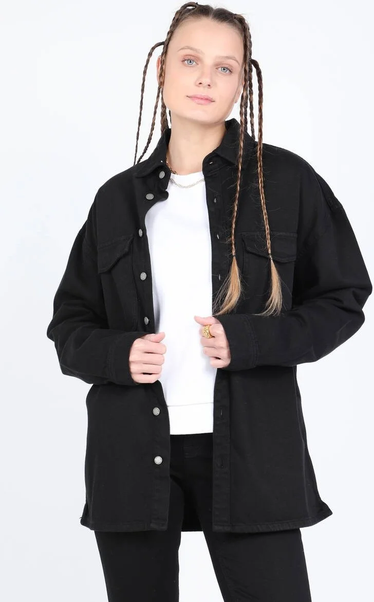 Banny Jeans Women's Oversize Jean Shirt Black