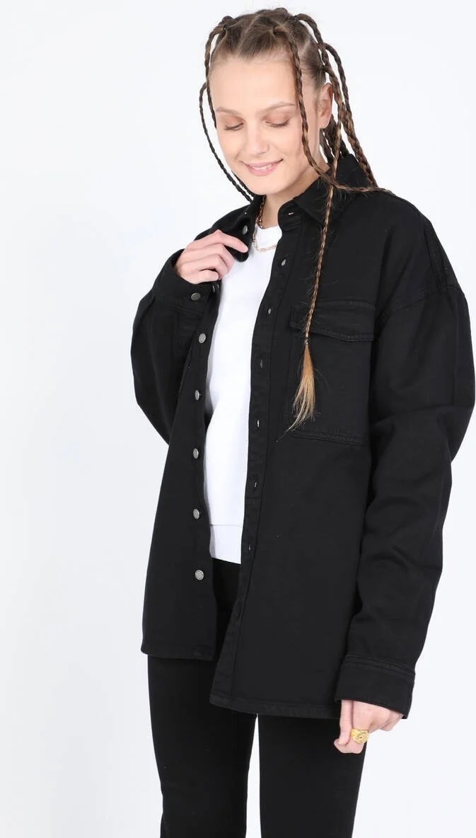 Banny Jeans Women's Oversize Jean Shirt Black