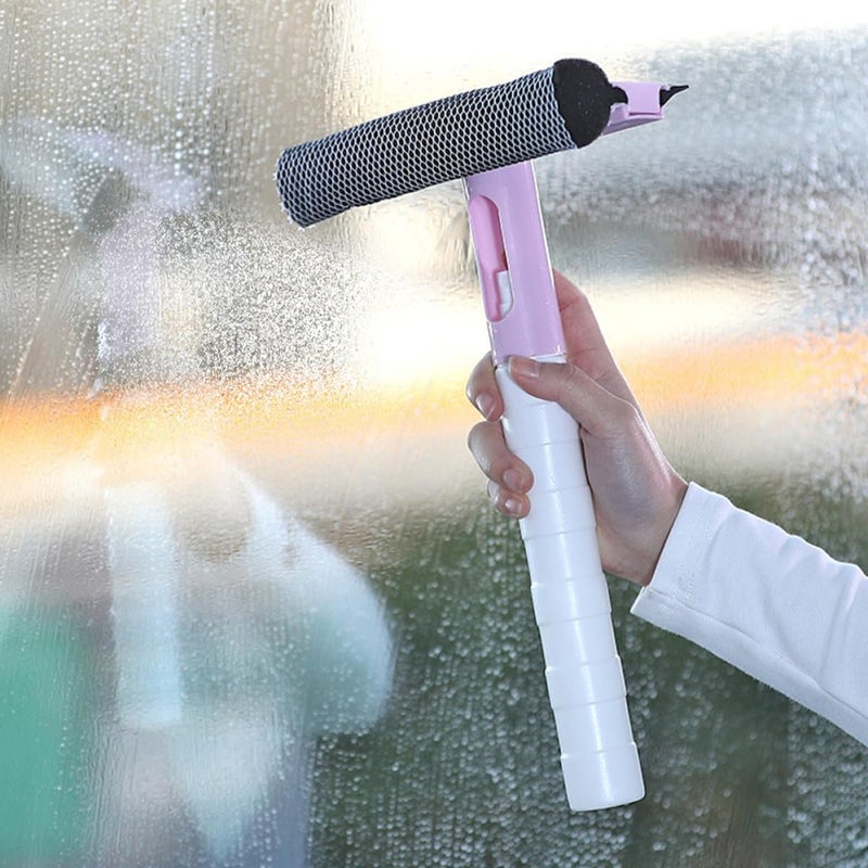 Double-Sided Window Cleaner 2pcs Set with Built-in Spray Bottle, Glass Squeegee for Home and High-Rise Window Cleaning, Water Removal Tool for Household Use Random Color - Image 5