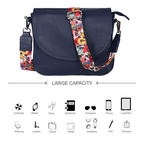 Ozora Genuine Leather Shoulder Crossbody Purse For Women with Adjustable Strap, Mobile Pocket & Outside & Inside Zipper (Blue NDM W3) - Image 5