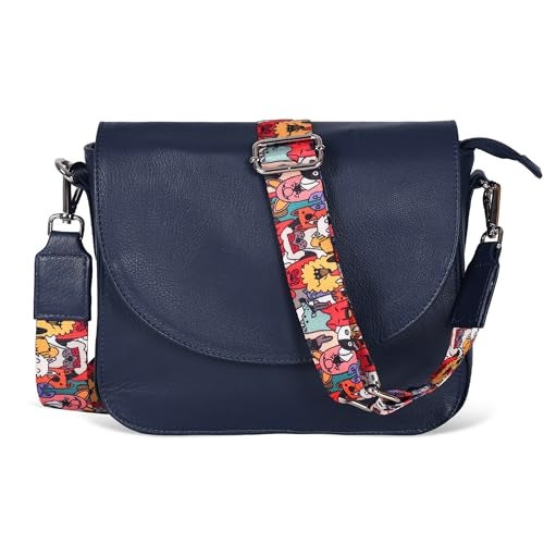 Ozora Genuine Leather Shoulder Crossbody Purse For Women with Adjustable Strap, Mobile Pocket & Outside & Inside Zipper (Blue NDM W3) - Image 1