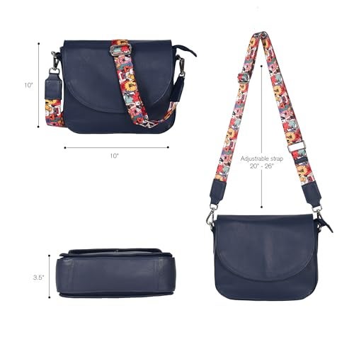 Ozora Genuine Leather Shoulder Crossbody Purse For Women with Adjustable Strap, Mobile Pocket & Outside & Inside Zipper (Blue NDM W3) - Image 3