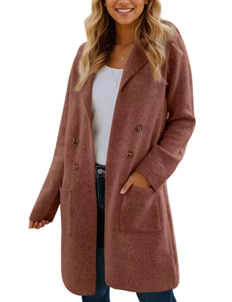 CiCiBird Women Fall Winter Long Cardigan Sweater Trendy Knit Jacket Coat Dressy Blazer Coatigan Caramel S - Image 1