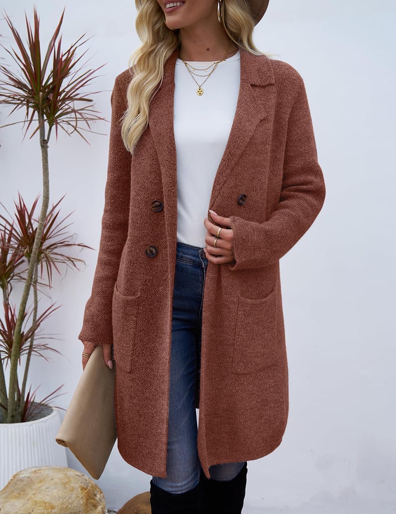 CiCiBird Women Fall Winter Long Cardigan Sweater Trendy Knit Jacket Coat Dressy Blazer Coatigan Caramel S - Image 5