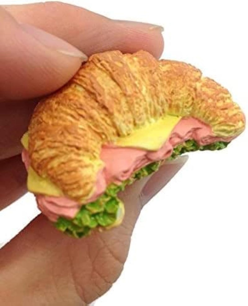 WitnyStore 1¾" Long Croissant Sandwich Resin 3D Fast Food Fridge Magnet Refrigerator Magnets Kitchen Accessories Souvenir Collectible Decor Gift - Image 1