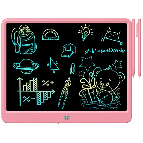 FLUESTON LCD Writing Tablet Doodle Board Toys Gifts for 38 Year Old Girls Boys 15 Inch Colorful Electronic Board Drawing Pad for Kids Christmas Gifts for Toddler Educational Learning Travel Pink - Image 1