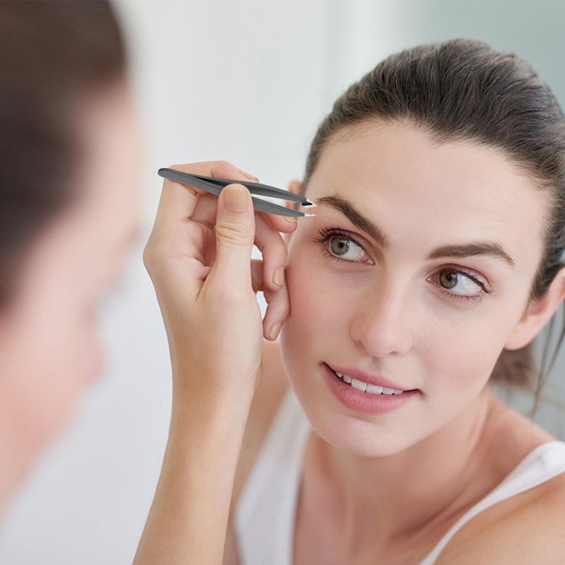 ملقط الحواجب الصغير مجموعة من 4 أدوات إزالة الشعر الدقيقة للسيدات باللون الأسود للصالونات - Image 3