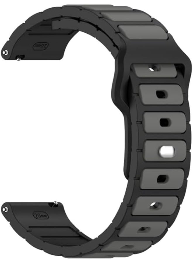 سوار 22 مم لساعة Xiaomi S1/S1 Active/Mi، بديل ناعم من السيليكون لـ GT 3 Pro 46 متر/GT 3 46 مم/GT Runner/GT2 46 مم/Watch 3 Pro مقاس 22 مم (أسود/رمادي) - Image 1