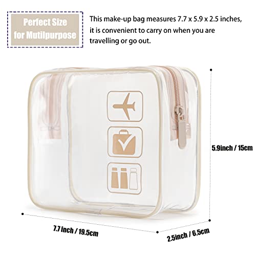 MODENGKONGJIAN TSA Approved Toiletry Bag, 3 Pcs Clear Toiletries Bags Quart Size Travel Makeup Cosmetic Bag for Women Men, Carry on Airport Airline Compliant Bag (Flesh Pink) - Image 3