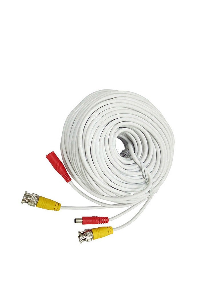 20M CCTV Pre-made Cable BNC to DC Video Camera Surveillance Power Extended Cable - White - Image 3