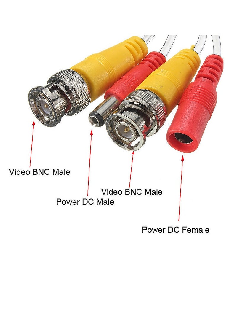 20M CCTV Pre-made Cable BNC to DC Video Camera Surveillance Power Extended Cable - White - Image 2