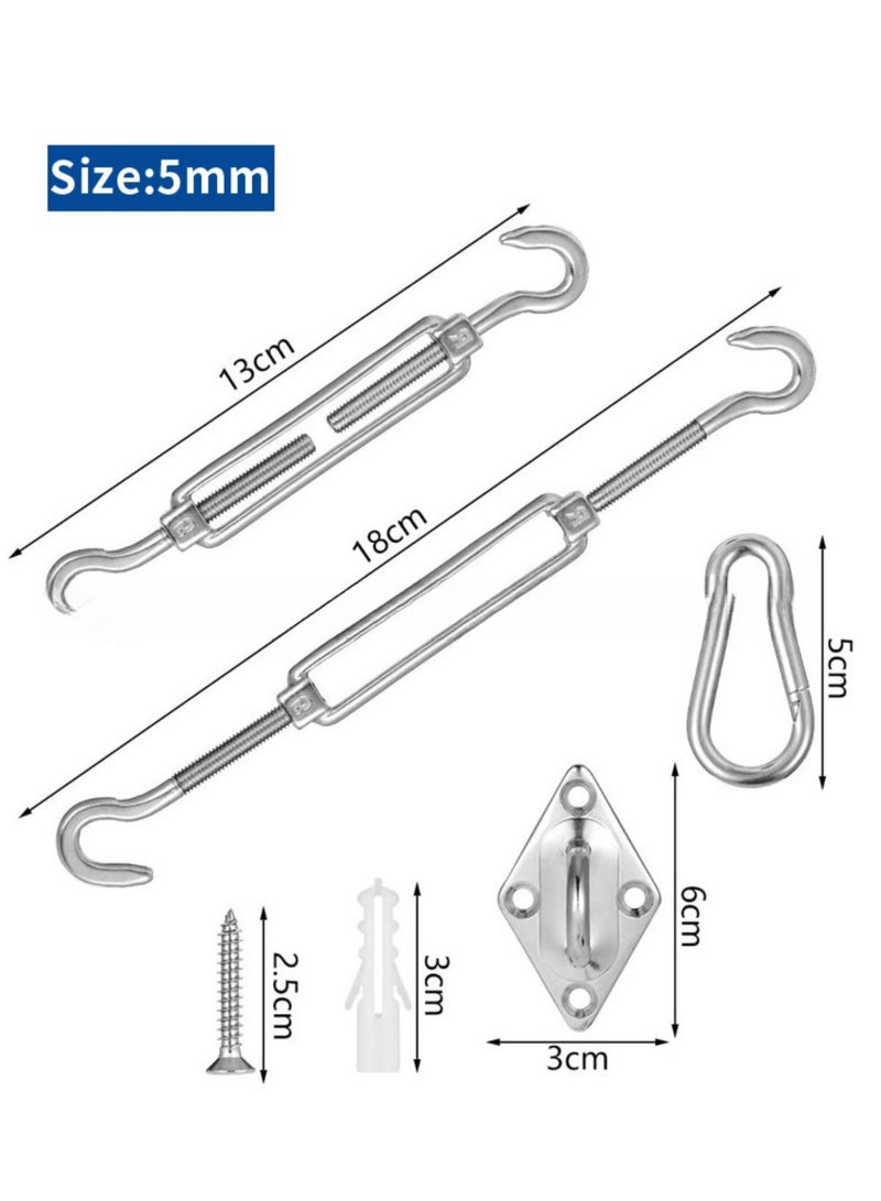 NOVOLAN 5MM Shade Sail Hardware Kit - 304 Stainless Steel Outdoor Sun Shade Installation Accessories Set, Including Diamond Pad Eyes, Turnbuckles, Snap Hooks for Camping, Picnics Tensioning & Securing - Image 5