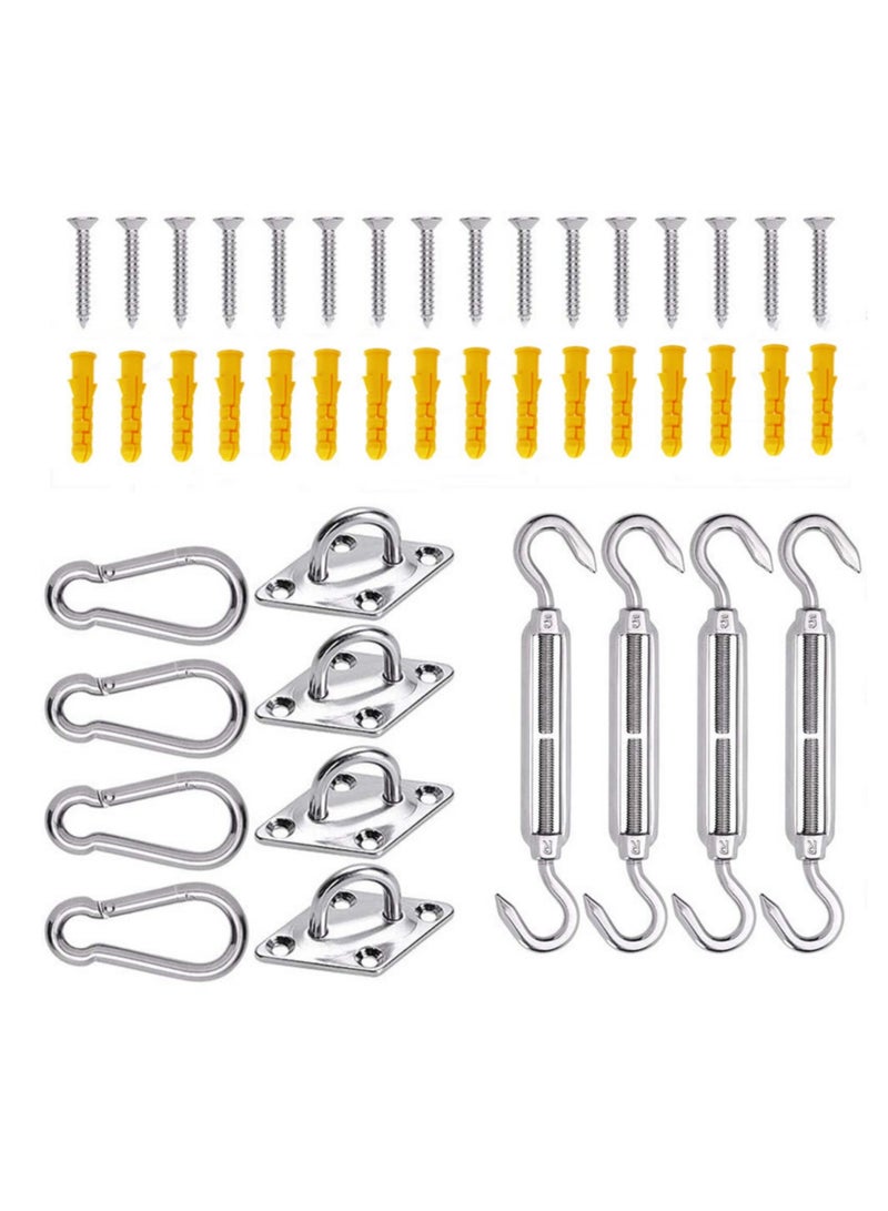 NOVOLAN 5MM Shade Sail Hardware Kit - 304 Stainless Steel Outdoor Sun Shade Installation Accessories Set, Including Diamond Pad Eyes, Turnbuckles, Snap Hooks for Camping, Picnics Tensioning & Securing - Image 1