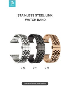 ديفيا Devia Stainless Steel Link Watch Band 42/44mm, Elegant and Luxury Look, Top Quality Stainless Steel, Durable, Versatile, Comfortable Feel, Water Resistant, Finely Polished - Black  - Image 2