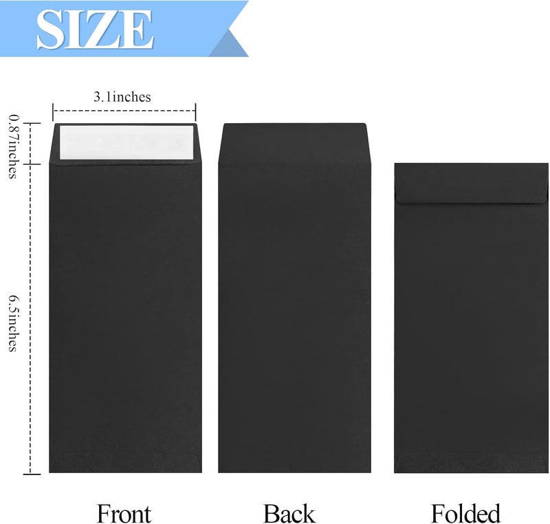 Joyberg Cash Envelopes -120 Envelopes Money Saving Challenge, 3.2x6.6inch Black Money Envelopes for Cash, 80 GSM Money Saving Envelopes, Key Envelopes for Coins, Checks, Gift Cards & Tickets - Image 2