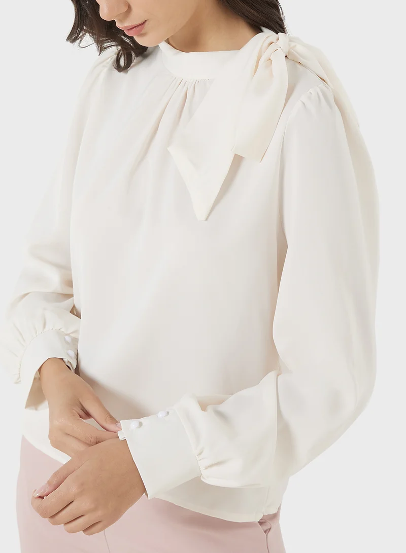 ELLA Top With Neck Tie Detail