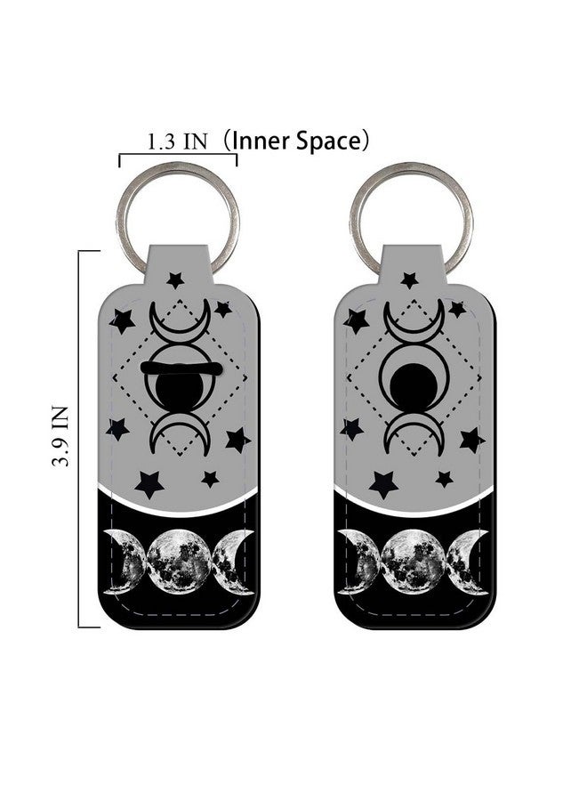 DMLSKY DMLSKY Lip Balm Holder Keychain, Sleeve Pouch for Mini Lipstick, Cute Portable Key Chain Accessories for Lip Balm, Lip Gloss or Lipstick （Moon Night & Sun） - Image 3