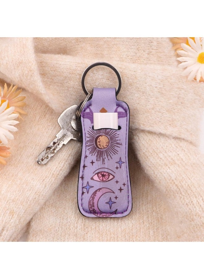 DMLSKY DMLSKY Lip Balm Holder Keychain, Sleeve Pouch for Mini Lipstick, Cute Portable Key Chain Accessories for Lip Balm, Lip Gloss or Lipstick （Moon Night & Sun） - Image 2