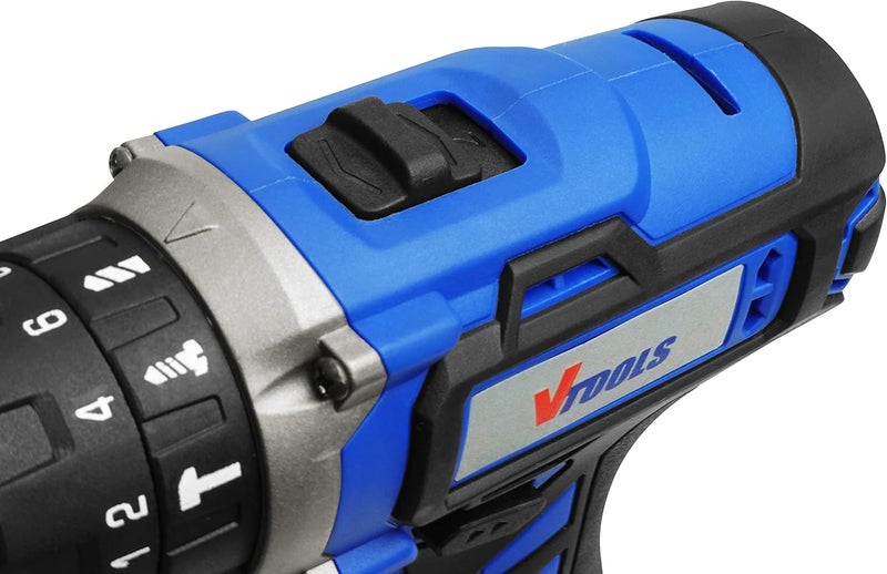 VTOOLS 20V Cordless Impact Drill With 2 Batteries & 1 Fast Charger, 2-Variable Speed, 10Mm Keyless Chuck, 18+1 Torque Setting, Bmc Case, Vt1211 - Image 5
