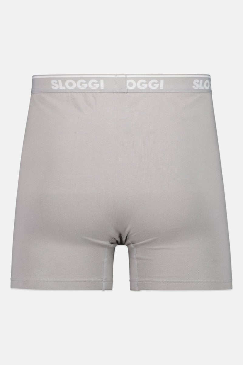 sloggi شورت بوكسر رجالي من قطعتين بشعار العلامة التجارية، رمادي - Image 2