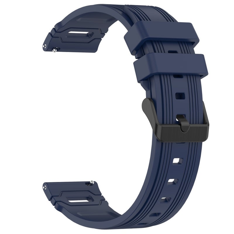 إيروريكس لساعة هواوي مقاس 22 مم، سوار سيليكون أسود بنمط عمودي (أزرق داكن) - Image 2