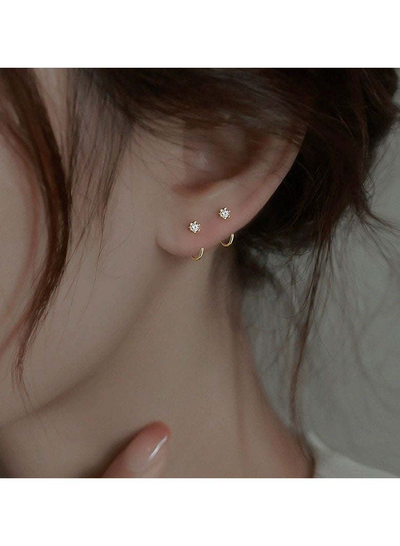 Goolsky Korean Minimalist Zircon Hook Earrings for Women – Everyday Wear, Sleep-Friendly Studs, Elegant Small Luxury Jewelry  - Image 1