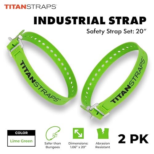 TitanStraps Titan Utility Straps – Easy-to-Use, Reliable Tension Straps for Securing Bike & Moto Gear, Skis, Garden Hoses, Field Repairs – Use in Frigid Temp – 60 lb. Working Load, 9" Length, Lime Green, 2-Pack - Image 2