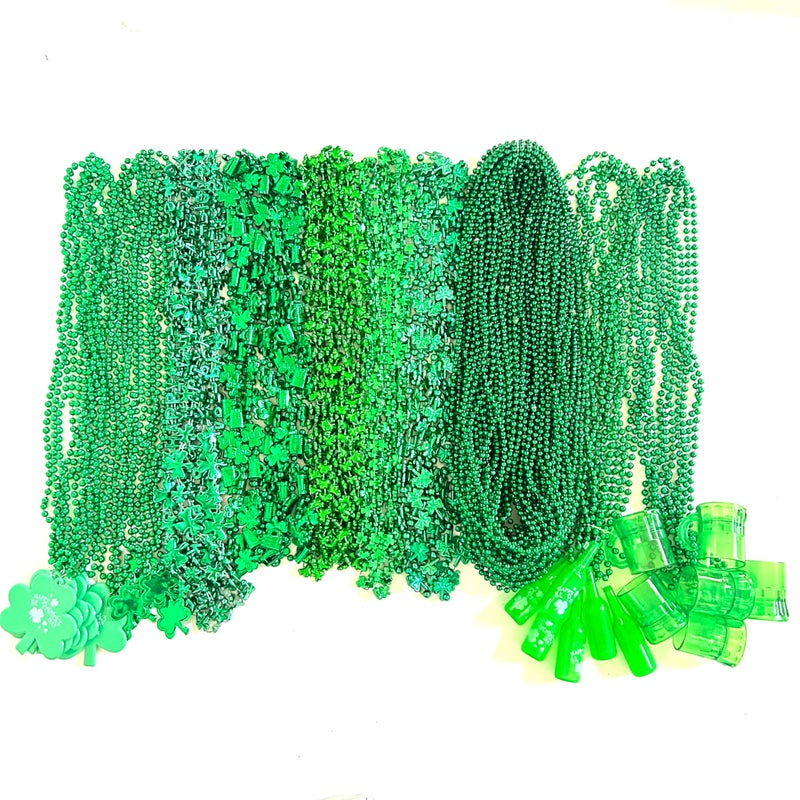 GZYSSL 100 Pcs With 10 Styles St Patricks Day Beads Necklaces Green Irish Festival Shamrock Parade Party Bead Necklace St Patricks Day Party Decoration Gifts - Image 3