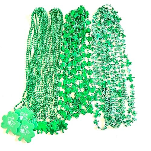 GZYSSL 100 Pcs With 10 Styles St Patricks Day Beads Necklaces Green Irish Festival Shamrock Parade Party Bead Necklace St Patricks Day Party Decoration Gifts - Image 5