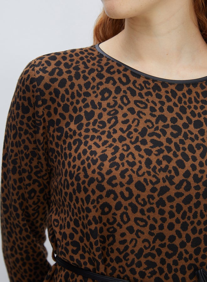 LC WAIKIKI Crew Neck Leopard Patterned Women's Dress  - Image 3