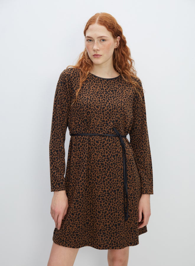 LC WAIKIKI Crew Neck Leopard Patterned Women's Dress  - Image 1
