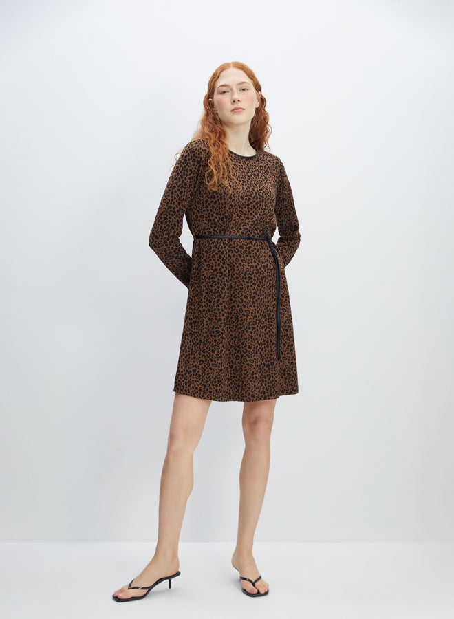 LC WAIKIKI Crew Neck Leopard Patterned Women's Dress  - Image 2