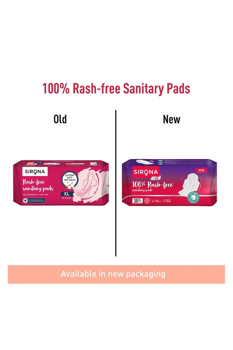Sirona Cottony Soft Sanitary Pads XL With Wings,100% Rash Free 30 Pcs - Image 3